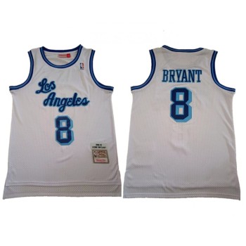 Men's Los Angeles Lakers #8 Kobe Bryant White 1996-97 Hardwood Classics Throwback Stitched Jersey