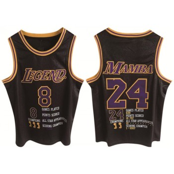 Men's Los Angeles Lakers Front #8 Back #24 Kobe Bryant Black Print Basketball Jersey