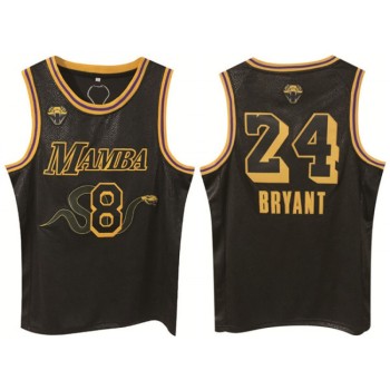 Men's Los Angeles Lakers Front #8 Back #24 Kobe Bryant Black Print Basketball Jersey