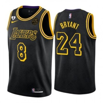 Men's Los Angeles Lakers Front #8 Back #24 Kobe Bryant With KB Patch &Gigi Patch Black Stitched Jersey Men's Los Angeles Lakers Front #8 Back #24 Kobe Bryant With KB Patch &Gigi Patch Black Stitched Jersey