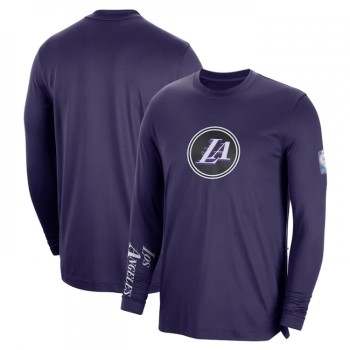 Men's Los Angeles Lakers Purple 2022/23 City Edition Essential Expressive Long Sleeve T-Shirt Men's Los Angeles Lakers Purple 2022/23 City Edition Essential Expressive Long Sleeve T-Shirt