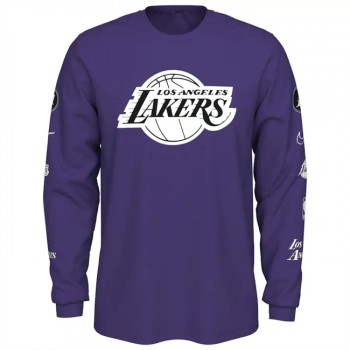 Men's Los Angeles Lakers Purple 2022/23 City Edition Essential Expressive Long Sleeve T-Shirt Men's Los Angeles Lakers Purple 2022/23 City Edition Essential Expressive Long Sleeve T-Shirt