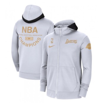 Men's Los Angeles Lakers White 2020 Champions Ring Therma Flex Full-Zip NBA Hoodie Men's Los Angeles Lakers White 2020 Champions Ring Therma Flex Full-Zip NBA Hoodie