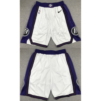 Men's Los Angeles Lakers White/Purple Shorts (Run Small)
