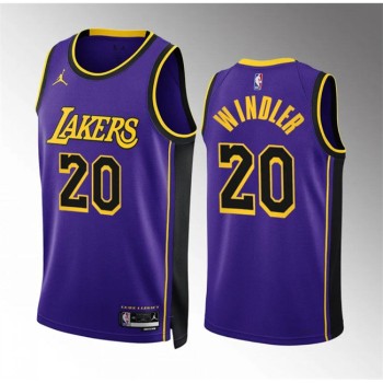 Men's Los Angeles Lakers #20 Dylan Windler Purple Statement Edition Stitched Basketball Jersey Men's Los Angeles Lakers #20 Dylan Windler Purple Statement Edition Stitched Basketball Jersey