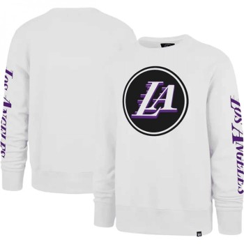 Men's Los Angeles Lakers '47 White 2022/23 City Edition Two-Peat Headline Pullover Sweatshirt Men's Los Angeles Lakers '47 White 2022/23 City Edition Two-Peat Headline Pullover Sweatshirt