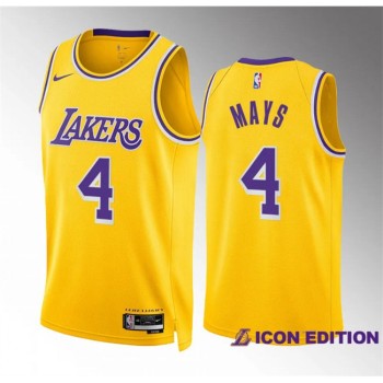 Men's Los Angeles Lakers #4 Skylar Mays Yellow Icon Edition Stitched Basketball Jersey Men's Los Angeles Lakers #4 Skylar Mays Yellow Icon Edition Stitched Basketball Jersey