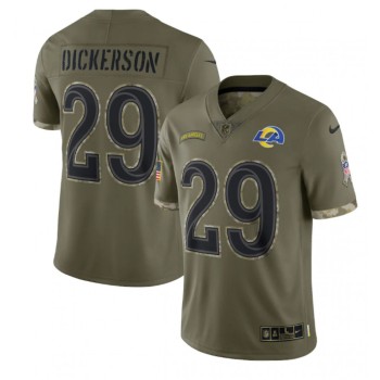 Men's Los Angeles Rams #29 Eric Dickerson Olive 2022 Salute To Service Limited Stitched Jersey