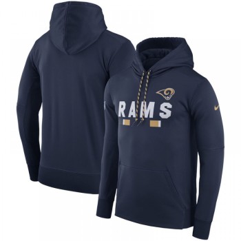 Men's Los Angeles Rams Navy Sideline Team Name Performance Pullover Hoodie