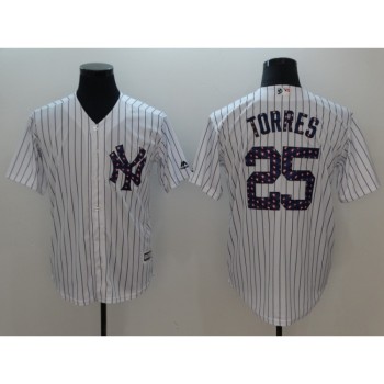 Men's MLB New York Yankees #25 Gleyber Torres White 2018 Stars & Stripes Cool Base Jersey Men's MLB New York Yankees #25 Gleyber Torres White 2018 Stars & Stripes Cool Base Jersey