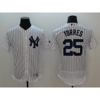 Men's MLB New York Yankees #25 Gleyber Torres White Flexbase Player Stitched Jersey Men's MLB New York Yankees #25 Gleyber Torres White Flexbase Player Stitched Jersey