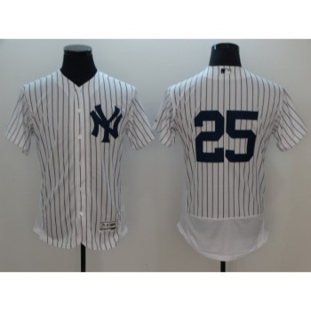 Men's MLB New York Yankees #25 Gleyber Torres White Flexbase Stitched Jersey Men's MLB New York Yankees #25 Gleyber Torres White Flexbase Stitched Jersey
