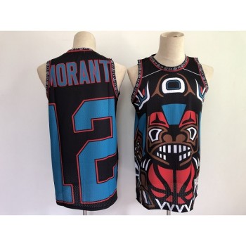 Men's Memphis Grizzlies #12 Ja Morant 2021 Black Big Face Stitched NBA Jersey Men's Memphis Grizzlies #12 Ja Morant 2021 Black Big Face Stitched NBA Jersey