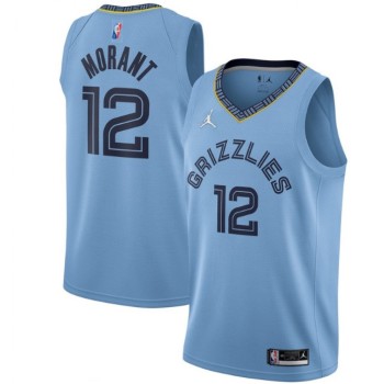 Men's Memphis Grizzlies #12 Ja Morant 75th Anniversary 2021 Blue Swingman Stitched Jersey Men's Memphis Grizzlies #12 Ja Morant 75th Anniversary 2021 Blue Swingman Stitched Jersey