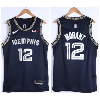 Men's Memphis Grizzlies #12 Ja Morant 75th Anniversary 2021 Navy Swingman Stitched Jersey Men's Memphis Grizzlies #12 Ja Morant 75th Anniversary 2021 Navy Swingman Stitched Jersey