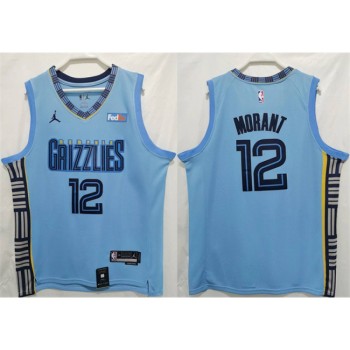 Men's Memphis Grizzlies #12 Ja Morant Blue Stitched Jersey Men's Memphis Grizzlies #12 Ja Morant Blue Stitched Jersey