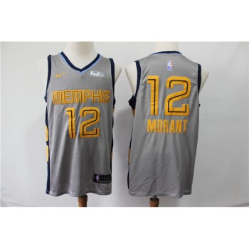 Men's Memphis Grizzlies #12 Ja Morant Grey Stitched NBA Jersey Men's Memphis Grizzlies #12 Ja Morant Grey Stitched NBA Jersey