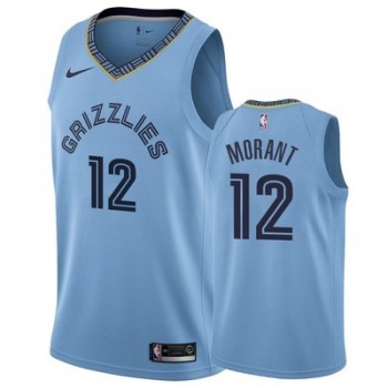 Men's Memphis Grizzlies #12 Ja Morant Light Blue Stitched Jersey