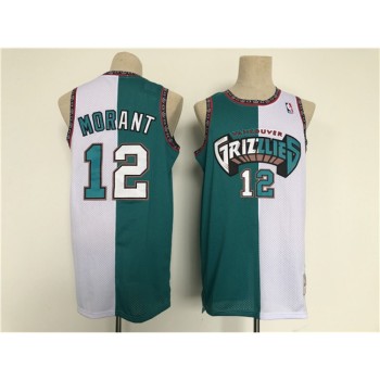 Men's Memphis Grizzlies #12 Ja Morant White/Teal Throwback Stitched Jersey Men's Memphis Grizzlies #12 Ja Morant White/Teal Throwback Stitched Jersey
