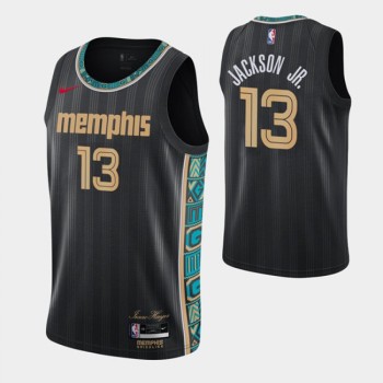 Men's Memphis Grizzlies #13 Jaren Jackson Jr. 2020-21 Black City Edition Stitched NBA Jersey Men's Memphis Grizzlies #13 Jaren Jackson Jr. 2020-21 Black City Edition Stitched NBA Jersey