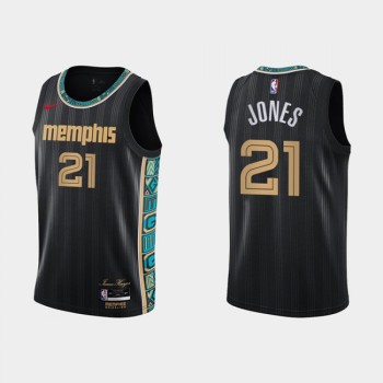 Men's Memphis Grizzlies #21 Tyus Jones 2020-21 Black City Edition Stitched NBA Jersey Men's Memphis Grizzlies #21 Tyus Jones 2020-21 Black City Edition Stitched NBA Jersey