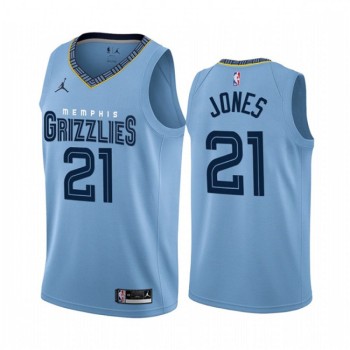 Men's Memphis Grizzlies #21 Tyus Jones 2022/23 Light Blue Statement Edition Stitched Jersey Men's Memphis Grizzlies #21 Tyus Jones 2022/23 Light Blue Statement Edition Stitched Jersey