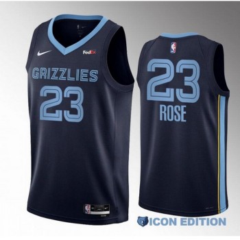 Men's Memphis Grizzlies #23 Derrick Rose Navy Icon Edition Stitched Jersey Men's Memphis Grizzlies #23 Derrick Rose Navy Icon Edition Stitched Jersey