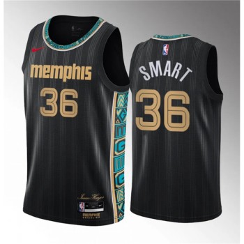 Men's Memphis Grizzlies #36 Marcus Smart Black 2020/21 City Edition Stitched Basketball Jersey Men's Memphis Grizzlies #36 Marcus Smart Black 2020/21 City Edition Stitched Basketball Jersey