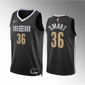 Men's Memphis Grizzlies #36 Marcus Smart Black 2023/24 City Edition Stitched Basketball Jersey Men's Memphis Grizzlies #36 Marcus Smart Black 2023/24 City Edition Stitched Basketball Jersey