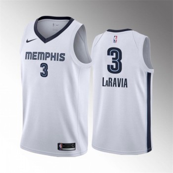 Men's Memphis Grizzlies #3 Jake LaRavia White Swingman Stitched Basketball Jersey Men's Memphis Grizzlies #3 Jake LaRavia White Swingman Stitched Basketball Jersey