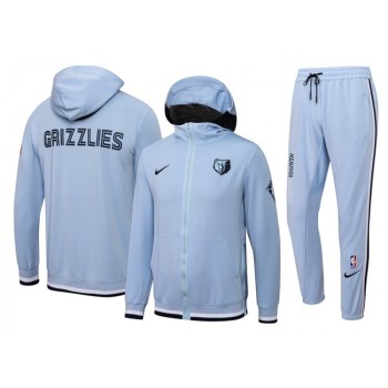 Men's Memphis Grizzlies 75th Anniversary Blue Performance Showtime Full-Zip Hoodie Jacket And Pants  Suit