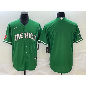 Men's Mexico Baseball Blank 2023 Green World Baseball Classic Stitched Jersey