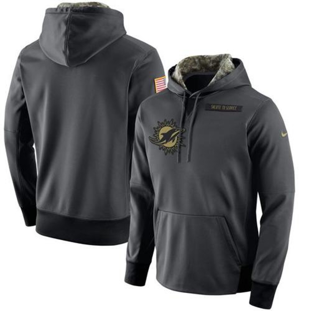 Men's Miami Dolphins Anthracite Salute to Service Player Performance Hoodie