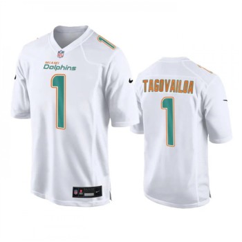 Men's Miami Dolphins #1 Tua Tagovailoa White Fashion Vapor Untouchable Stitched Football Jersey