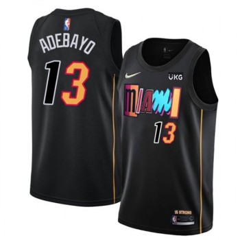 Men's Miami Heat #13 Bam Adebayo 2021/2022 Black City Edition 75th Anniversary Stitched Jersey Men's Miami Heat #13 Bam Adebayo 2021/2022 Black City Edition 75th Anniversary Stitched Jersey
