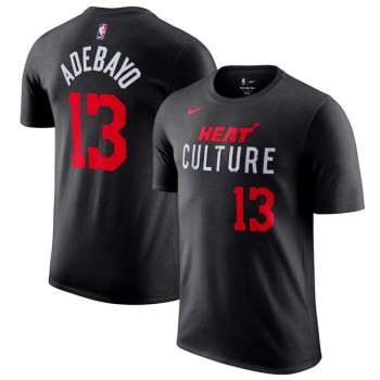 Men's Miami Heat #13 Bam Adebayo Black 2023/24 City Edition Name & Number T-Shirt Men's Miami Heat #13 Bam Adebayo Black 2023/24 City Edition Name & Number T-Shirt