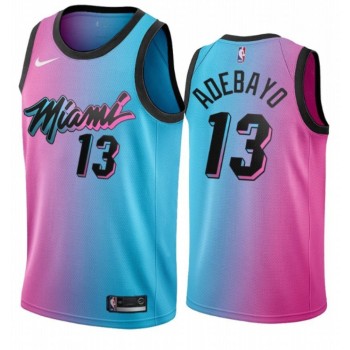 Men's Miami Heat #13 Bam Adebayo Blue/Pink City Edition Stitched Jersey