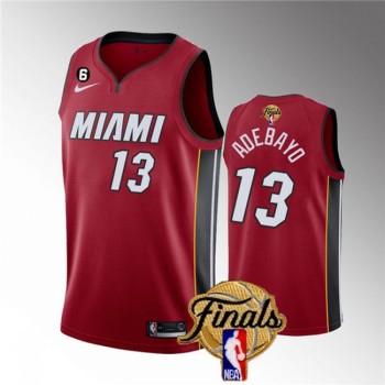 Men's Miami Heat #13 Bam Adebayo Red 2023 Finals Statement Edition With NO.6 Patch Stitched Basketball Jersey Men's Miami Heat #13 Bam Adebayo Red 2023 Finals Statement Edition With NO.6 Patch Stitched Basketball Jersey