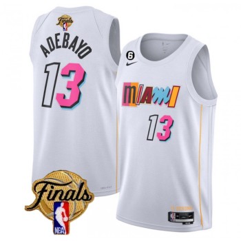 Men's Miami Heat #13 Bam Adebayo White 2023 Finals City Edition With NO.6 Patch Stitched Basketball Jersey Men's Miami Heat #13 Bam Adebayo White 2023 Finals City Edition With NO.6 Patch Stitched Basketball Jersey