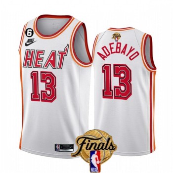 Men's Miami Heat #13 Bam Adebayo White 2023 Finals Classic Edition With NO.6 Patch Stitched Basketball Jersey Men's Miami Heat #13 Bam Adebayo White 2023 Finals Classic Edition With NO.6 Patch Stitched Basketball Jersey