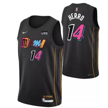 Men's Miami Heat #14 Tyler Herro 2021/2022 Black City Edition 75th Anniversary Stitched Jersey Men's Miami Heat #14 Tyler Herro 2021/2022 Black City Edition 75th Anniversary Stitched Jersey