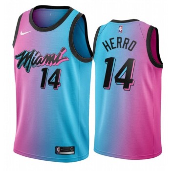 Men's Miami Heat #14 Tyler Herro 2021 Blue/Pink City Edition Vice Stitched Jersey Men's Miami Heat #14 Tyler Herro 2021 Blue/Pink City Edition Vice Stitched Jersey