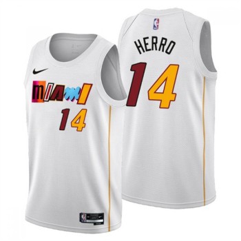 Men's Miami Heat #14 Tyler Herro 2022/23 White City Edition Stitched Jersey Men's Miami Heat #14 Tyler Herro 2022/23 White City Edition Stitched Jersey