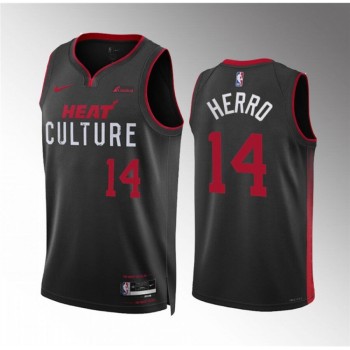 Men's Miami Heat #14 Tyler Herro Black 2023/24 City Eddition Stitched Basketball Jersey Men's Miami Heat #14 Tyler Herro Black 2023/24 City Eddition Stitched Basketball Jersey