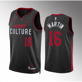 Men's Miami Heat #16 Caleb Martin Black 2023/24 City Edition Stitched Basketball Jersey Men's Miami Heat #16 Caleb Martin Black 2023/24 City Edition Stitched Basketball Jersey