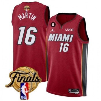 Men's Miami Heat #16 Caleb Martin Red 2023 Finals Statement Edition With NO.6 Patch Stitched Basketball Jersey Men's Miami Heat #16 Caleb Martin Red 2023 Finals Statement Edition With NO.6 Patch Stitched Basketball Jersey