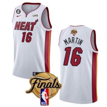 Men's Miami Heat #16 Caleb Martin White 2023 Finals Association Edition With NO.6 Patch Stitched Basketball Jersey Men's Miami Heat #16 Caleb Martin White 2023 Finals Association Edition With NO.6 Patch Stitched Basketball Jersey