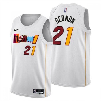 Men's Miami Heat #21 Dewayne Dedmon 2022/23 White City Edition Stitched Jersey Men's Miami Heat #21 Dewayne Dedmon 2022/23 White City Edition Stitched Jersey