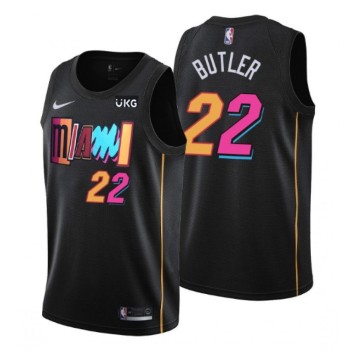 Men's Miami Heat #22 Jimmy Butler 2021/2022 Black City Edition 75th Anniversary Stitched Jersey Men's Miami Heat #22 Jimmy Butler 2021/2022 Black City Edition 75th Anniversary Stitched Jersey