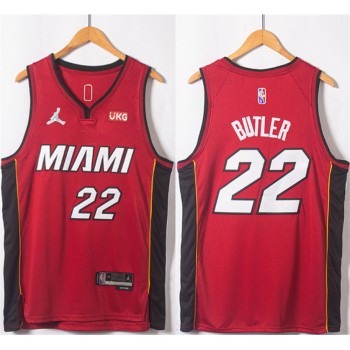 Men's Miami Heat #22 Jimmy Butler Red Statement Edition 75th Anniversary Stitched Jersey Men's Miami Heat #22 Jimmy Butler Red Statement Edition 75th Anniversary Stitched Jersey